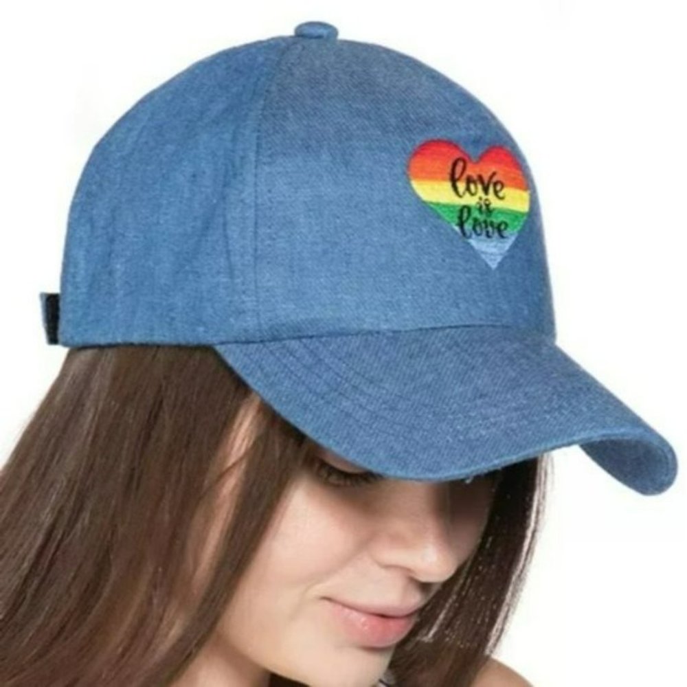 INC International Concepts Love is Love Baseball Cap -Denim - Picture 1 of 3